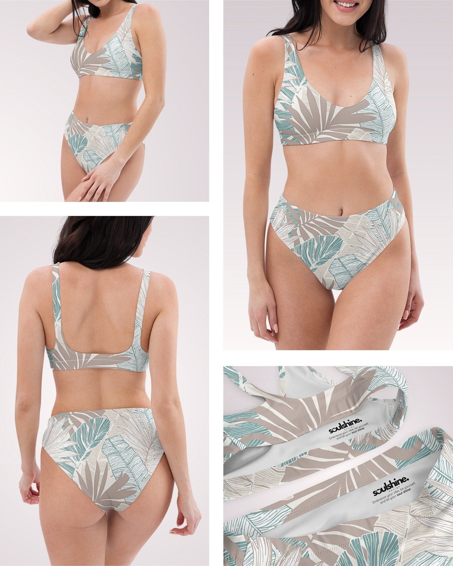 High Waist Bikini - Tropical Palms II