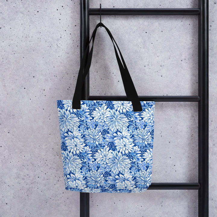 Blue Floral Print Tote Bag