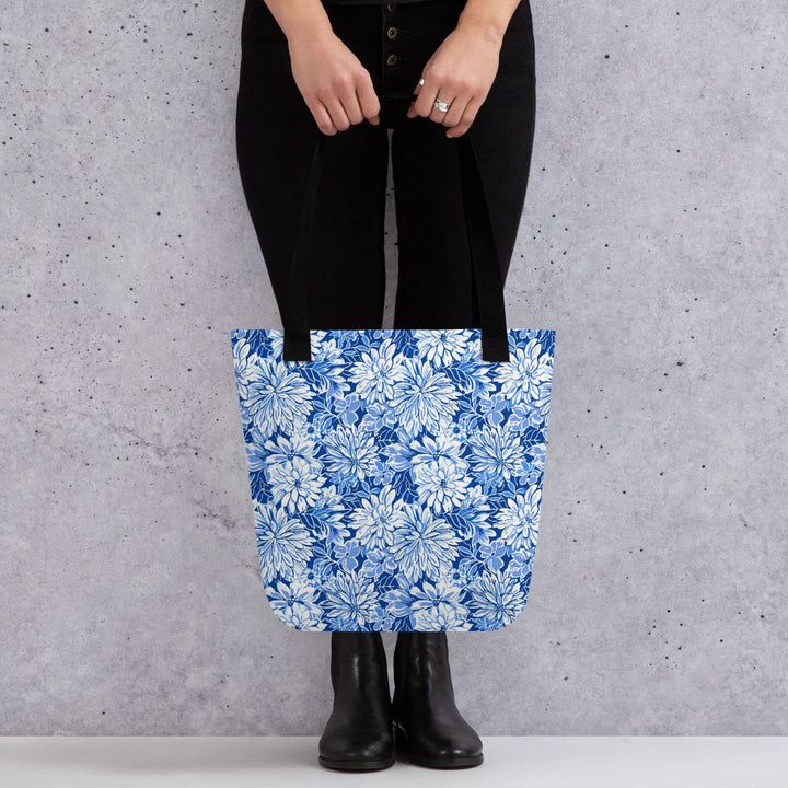 Blue Floral Print Tote Bag