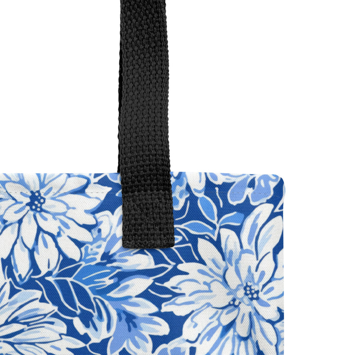 Blue Floral Print Tote Bag