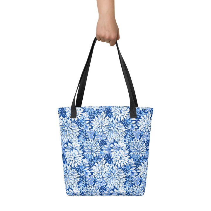 Blue Floral Print Tote Bag