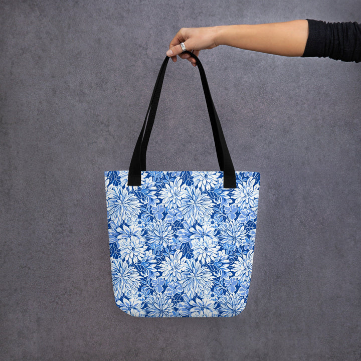 Blue Floral Print Tote Bag