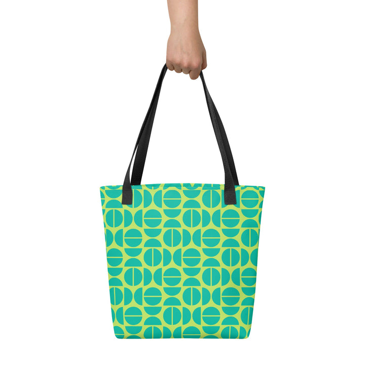 Teal & Lime Green Retro Print Tote Bag