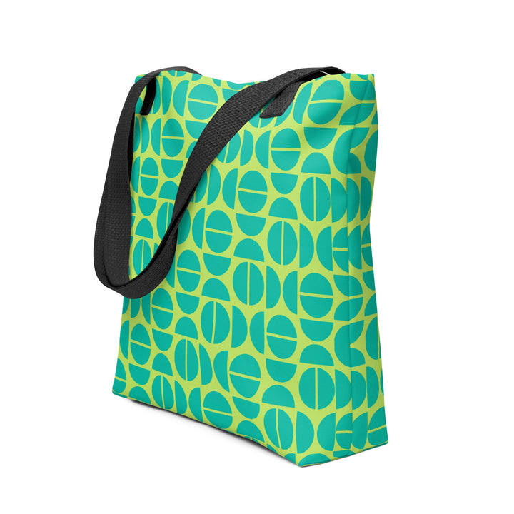 Teal & Lime Green Retro Print Tote Bag