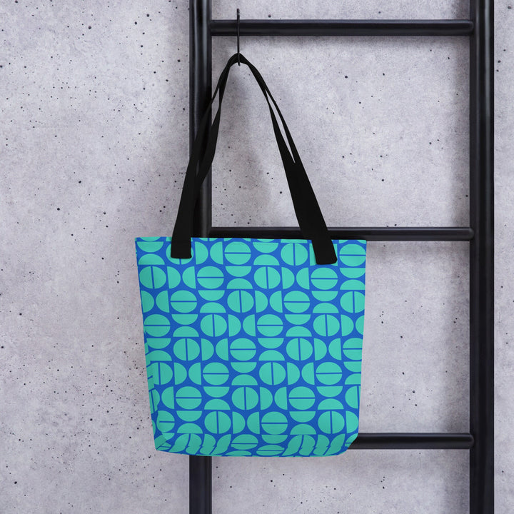 Blue & Teal Retro Print Tote Bag