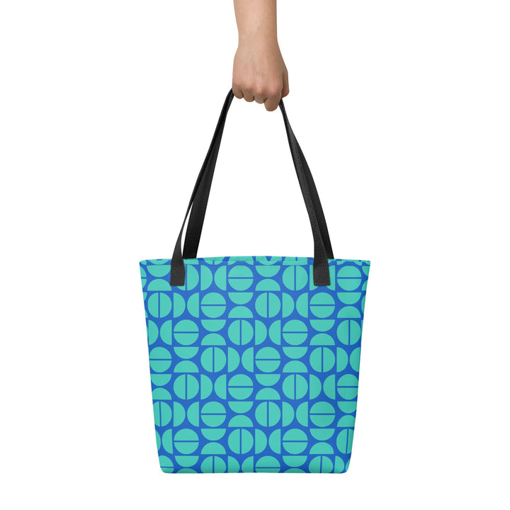 Blue & Teal Retro Print Tote Bag