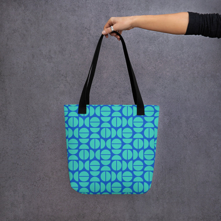 Blue & Teal Retro Print Tote Bag