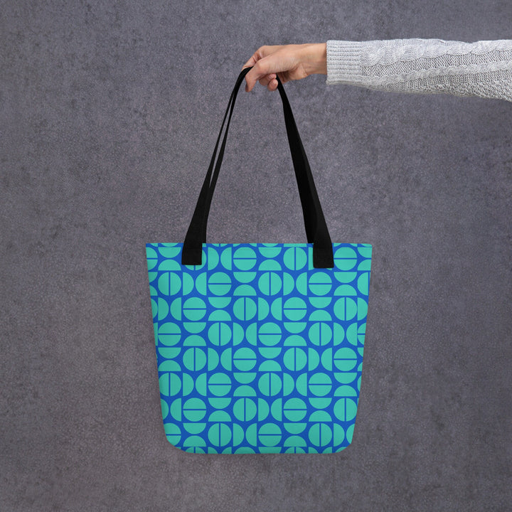 Blue & Teal Retro Print Tote Bag