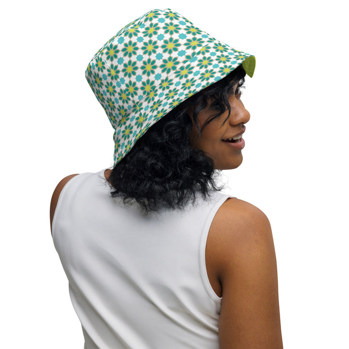 Teal & Lime Floral Reversible bucket hat