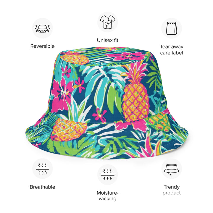 Unisex Pineapple Tropical Fruit Reversible Bucket Hat UV Sun Protection Mens Womens  Printed Pattern Hat for Beach Pool Party Everday