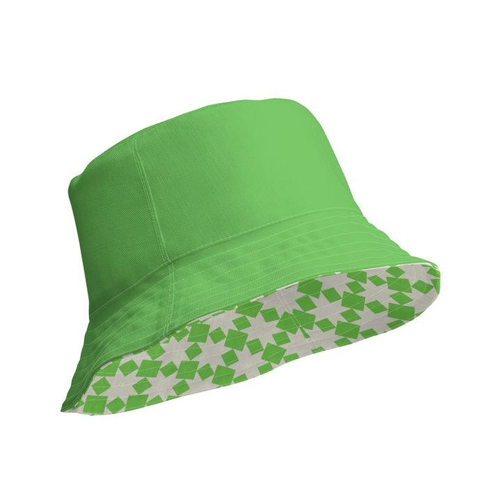 Unisex Retro Pattern Reversible Bucket Hat UV Sun Protection Mens Womens Green Checkered Printed Pattern Hat for Beach Pool Party Everday