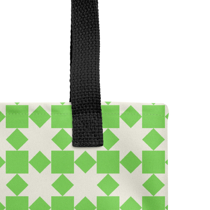 15x15 Retro Pattern Tote Bag with Handles Durable Fabric Green Checkered High Quality Tote for Work Beach Pool Vacation Trip Everday