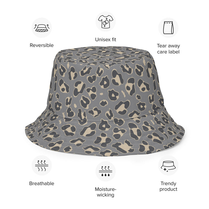 Unisex Animal Print Reversible Bucket Hat UV Sun Protection Mens Womens Leopard Print Printed Pattern Hat for Beach Pool Party Everday