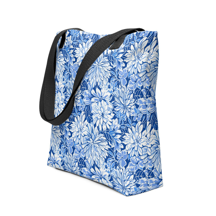 Blue Floral Print Tote Bag