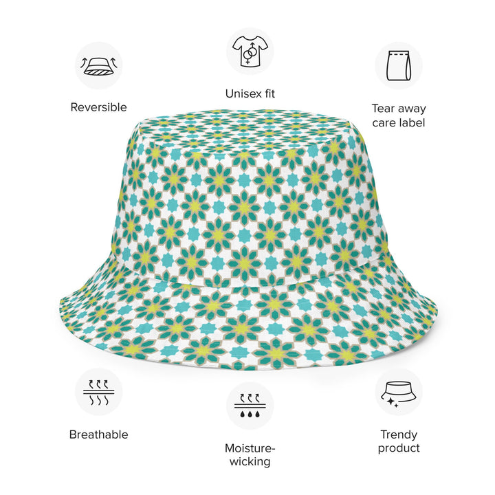 Teal & Lime Floral Reversible bucket hat