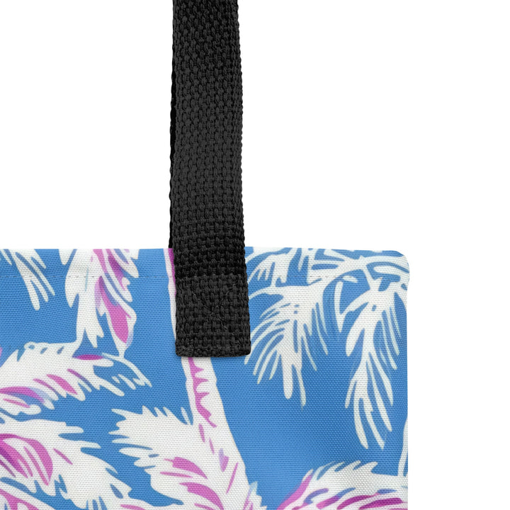 15x15 Tropical Palm Trees Tote Bag with Handles Durable Fabric Pink & Blue High Quality Tote for Work Beach Pool Vacation Trip Everday