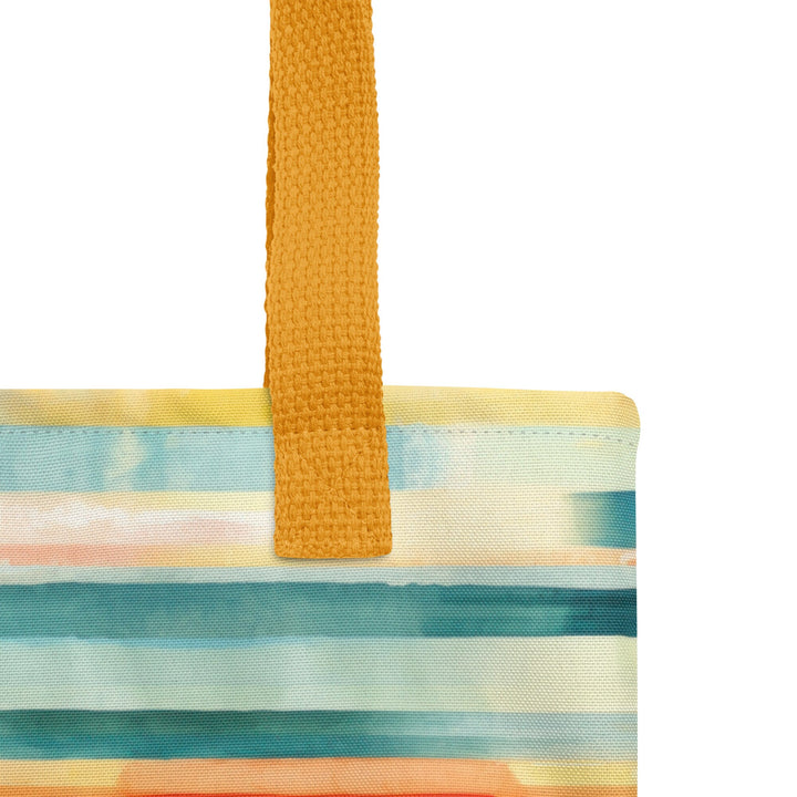 15x15 Abstract Print Pattern Tote Bag with Handles Durable Fabric Yellow Stripes High Quality Tote for Work Beach Pool Vacation Trip Everday