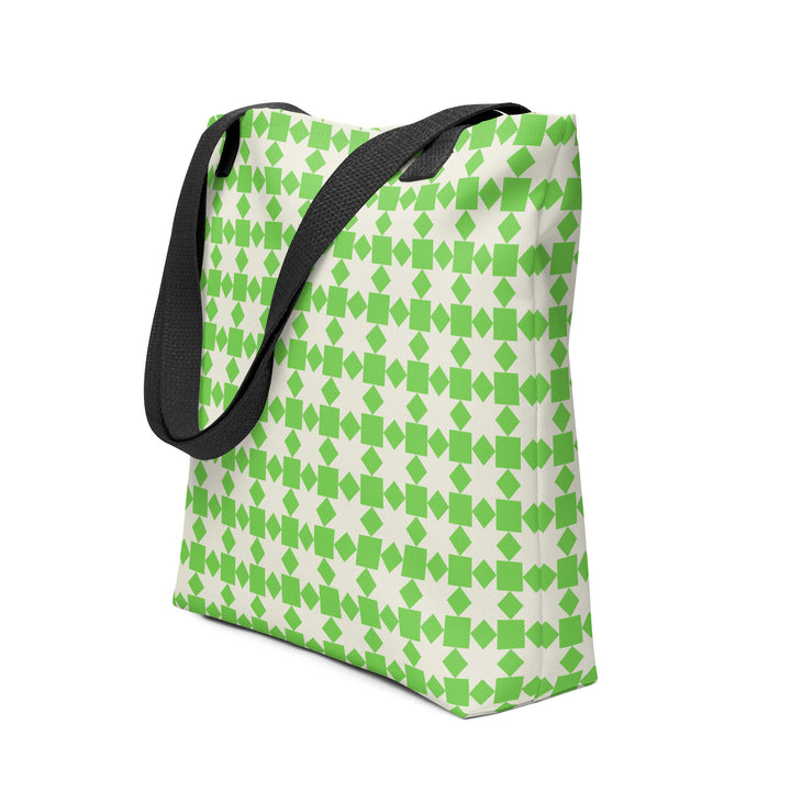 15x15 Retro Pattern Tote Bag with Handles Durable Fabric Green Checkered High Quality Tote for Work Beach Pool Vacation Trip Everday