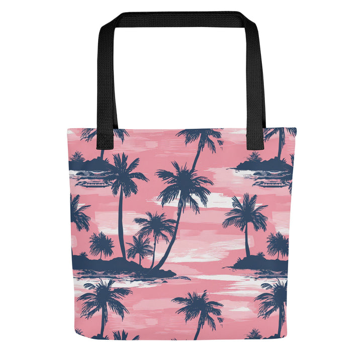 15X15 TOTE BAG - Tropical Tote with Handles Durable Fabric Pink Palm Trees High Quality for Work Beach Pool Vacation Trip