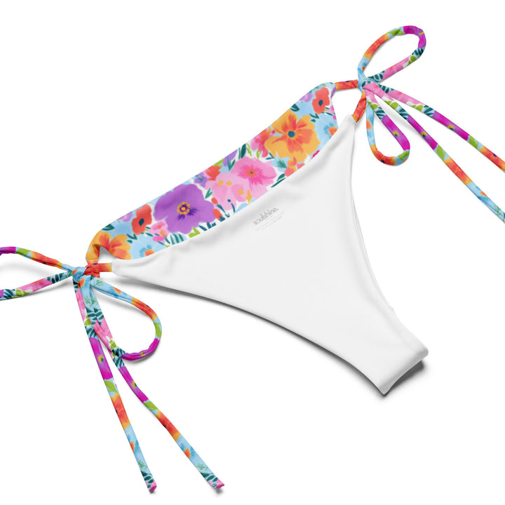 BOHO FLORAL BIKINI - Colorful Flower Classic String Bikini Set Womens Swimwear with Sun Protection For Beach Vacation Pool Party