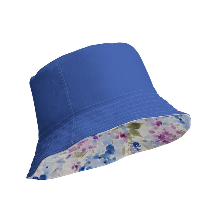 Unisex Floral Print Reversible Bucket Hat UV Sun Protection UPF 50+ Mens Womens Pink & Blue Printed Pattern Hat for Beach Pool Party Everday