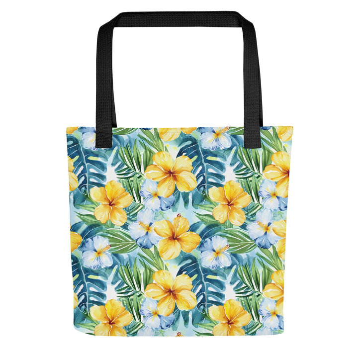 15X15 TOTE BAG - Tropical Tote with Handles Durable Fabric Hawaiian Hibiscus Print High Quality for Work Beach Pool Vacation Trip