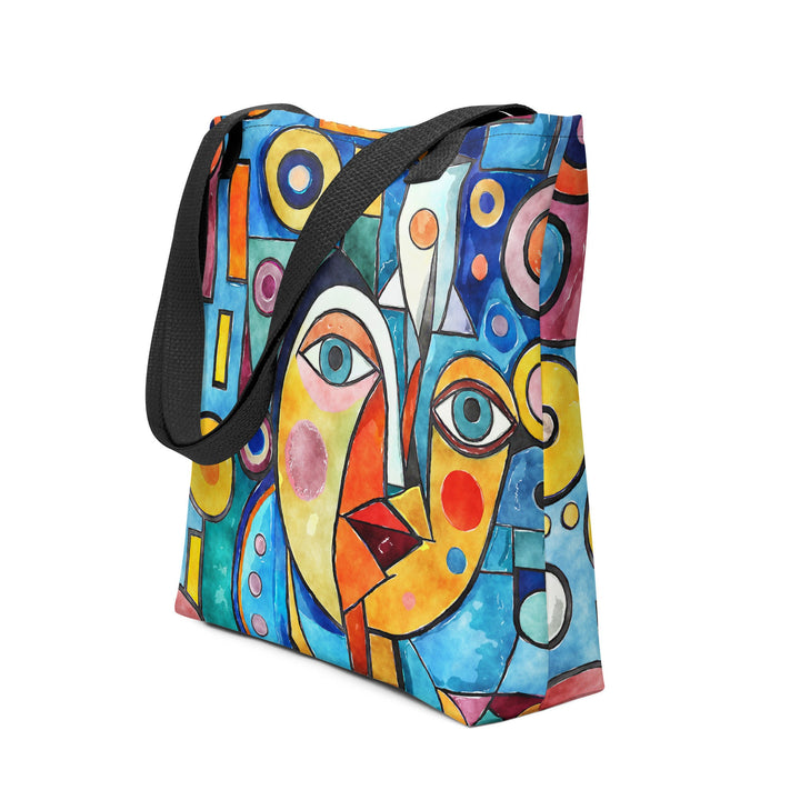 15X15 TOTE BAG - Abstract Tote with Handles Durable Fabric Cubism Art High Quality for Work Beach Pool Vacation Trip