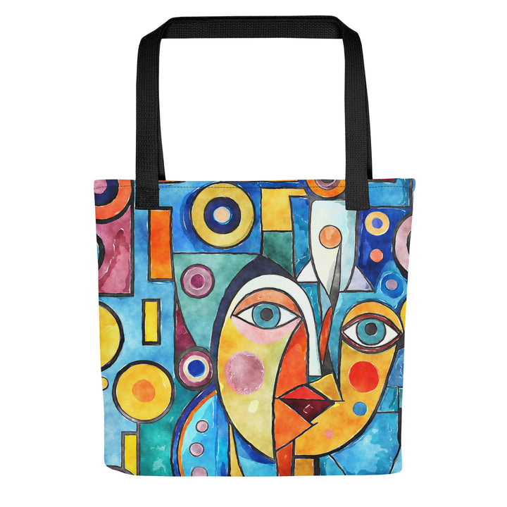 15X15 TOTE BAG - Abstract Tote with Handles Durable Fabric Cubism Art High Quality for Work Beach Pool Vacation Trip