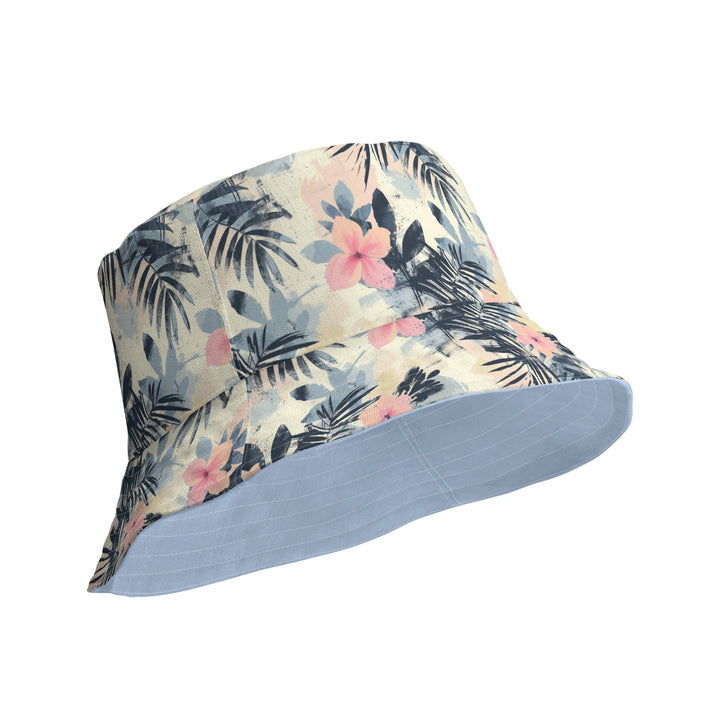 REVERSIBLE BUCKET HAT - Unisex Tropical Floral Hat with Sun Protection Mens Womens Hibiscus Flowers Printed Pattern Hat for Beach Pool Party