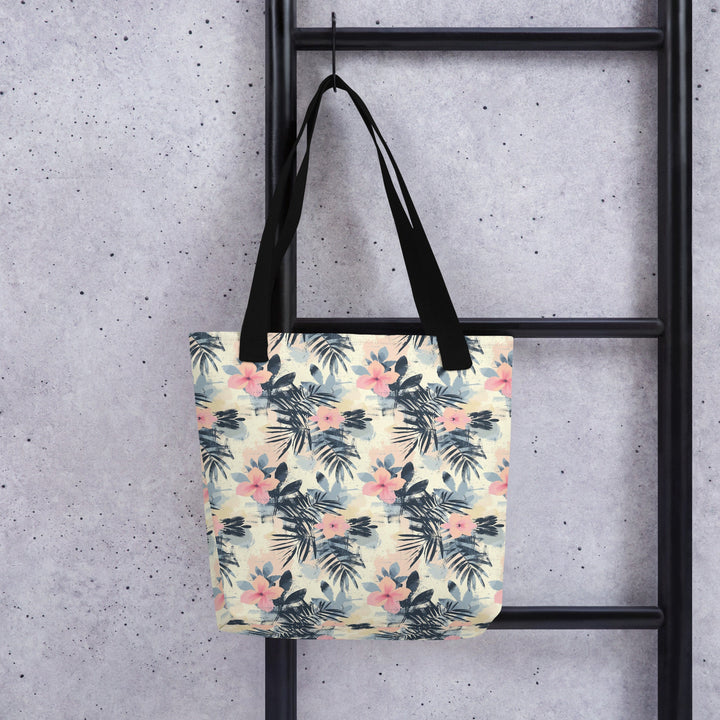 15X15 TOTE BAG - Tropical Floral Tote with Handles Durable Fabric Hibiscus Flowers High Quality for Work Beach Pool Vacation Trip