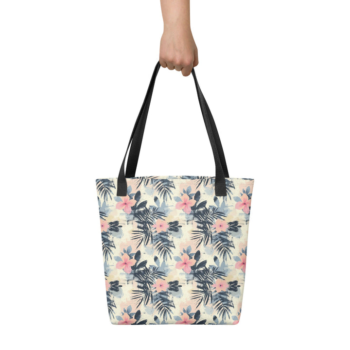 15X15 TOTE BAG - Tropical Floral Tote with Handles Durable Fabric Hibiscus Flowers High Quality for Work Beach Pool Vacation Trip