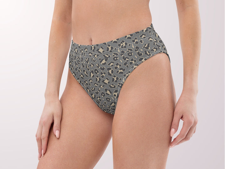 BIKINI BOTTOM - Animal Print Leopard High Waist Bottom Medium Coverage Womens Swimwear with Sun Protection For Beach Vacation Pool Party