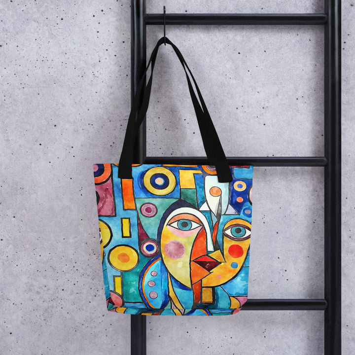 15X15 TOTE BAG - Abstract Tote with Handles Durable Fabric Cubism Art High Quality for Work Beach Pool Vacation Trip