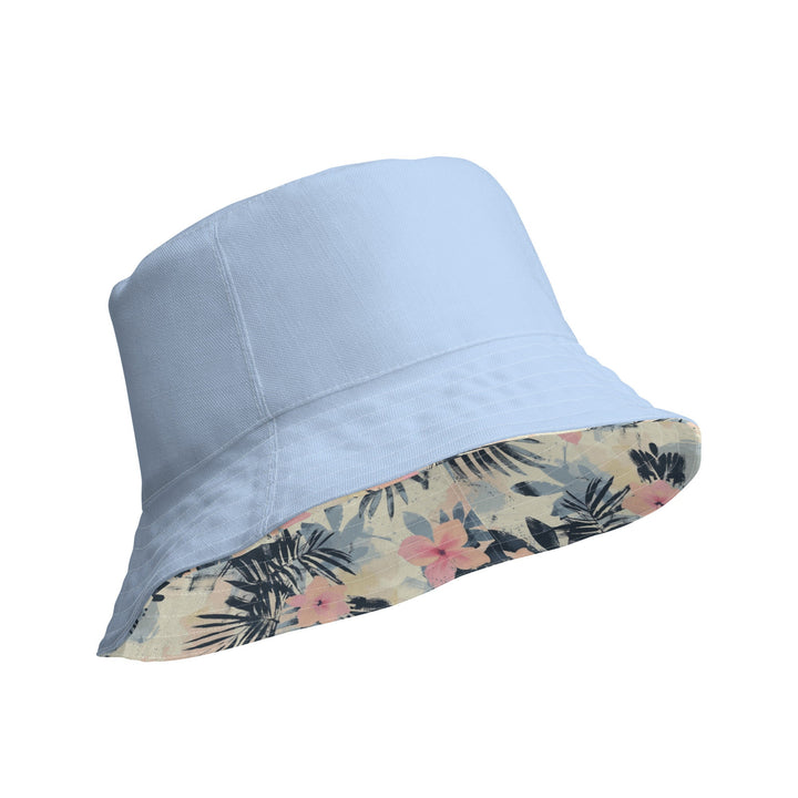 REVERSIBLE BUCKET HAT - Unisex Tropical Floral Hat with Sun Protection Mens Womens Hibiscus Flowers Printed Pattern Hat for Beach Pool Party