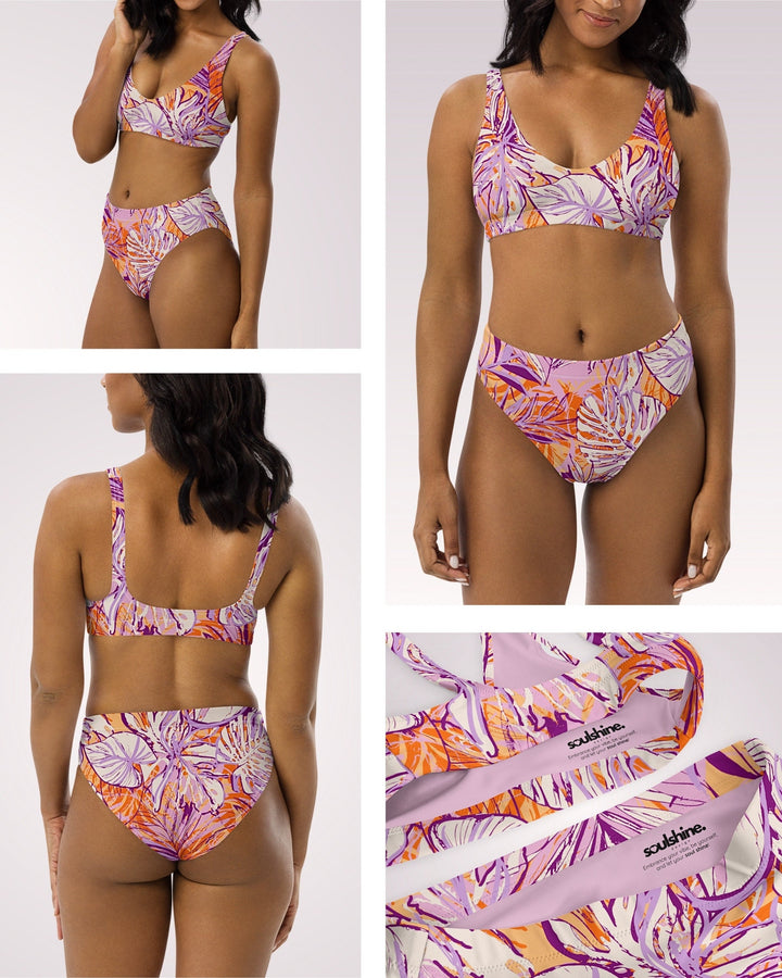 COUPLES MATCHING SWIMWEAR - Hawaiian Floral Print Mix & Match Swimsuits with Sun Protection for Honeymoon Beach Vacation Pool Party