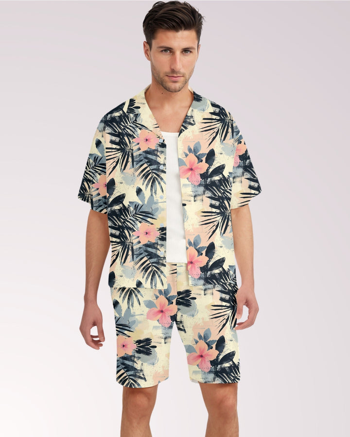 Mens Cabana Shirt & Shorts Set, Two Piece Shorts Set, Matching Beach Set, Co-ord Shirt Shorts, Summer Tracksuit, Mens Leisure Suit