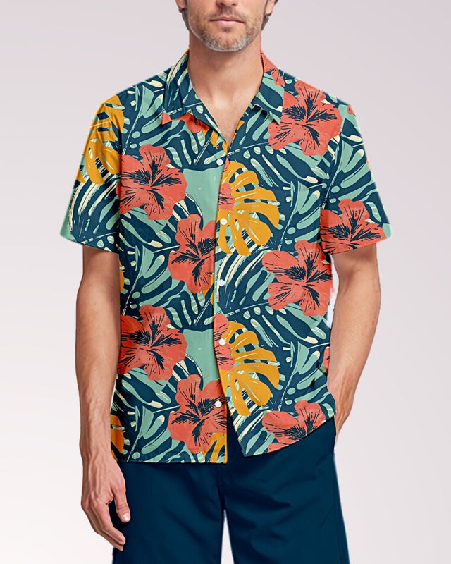 Mens Cabana Shirt & Shorts Set, Two Piece Shorts Set, Matching Beach Set, Co-ord Shirt Shorts, Summer Tracksuit, Mens Leisure Suit