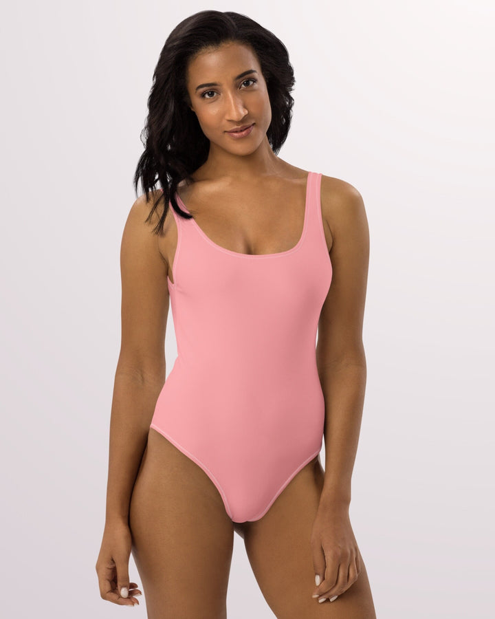 ONE PIECE SWIMSUIT - Light Pink Womens Bathing Suit with Sun Protection Ladies Swim Wear For Beach Vacation Pool Party Swimming