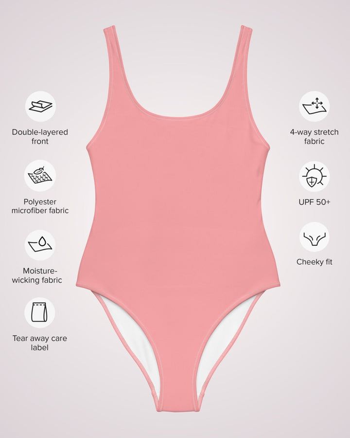 ONE PIECE SWIMSUIT - Light Pink Womens Bathing Suit with Sun Protection Ladies Swim Wear For Beach Vacation Pool Party Swimming