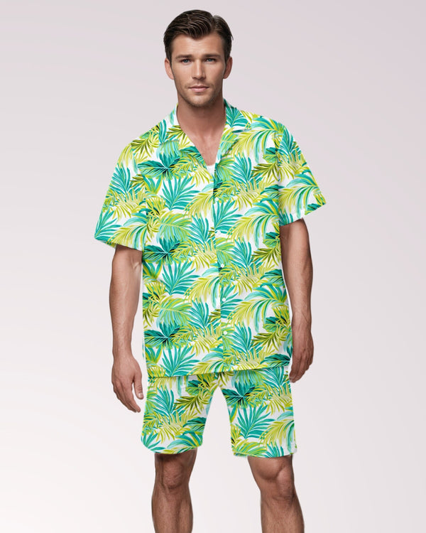 Mens Cabana Shirt & Shorts Set, Two Piece Shorts Set, Matching Beach Set, Co-ord Shirt Shorts, Summer Tracksuit, Mens Leisure Suit