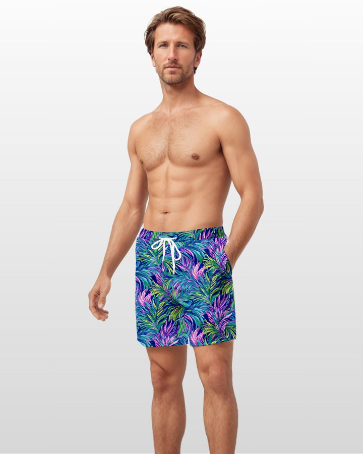 Mens Swim Trunks Tropical Floral Swimsuit for Man Summer Swimwear Shorts Boy Bathing Suit for Summer Beach Pool Vacation Boat Cruise