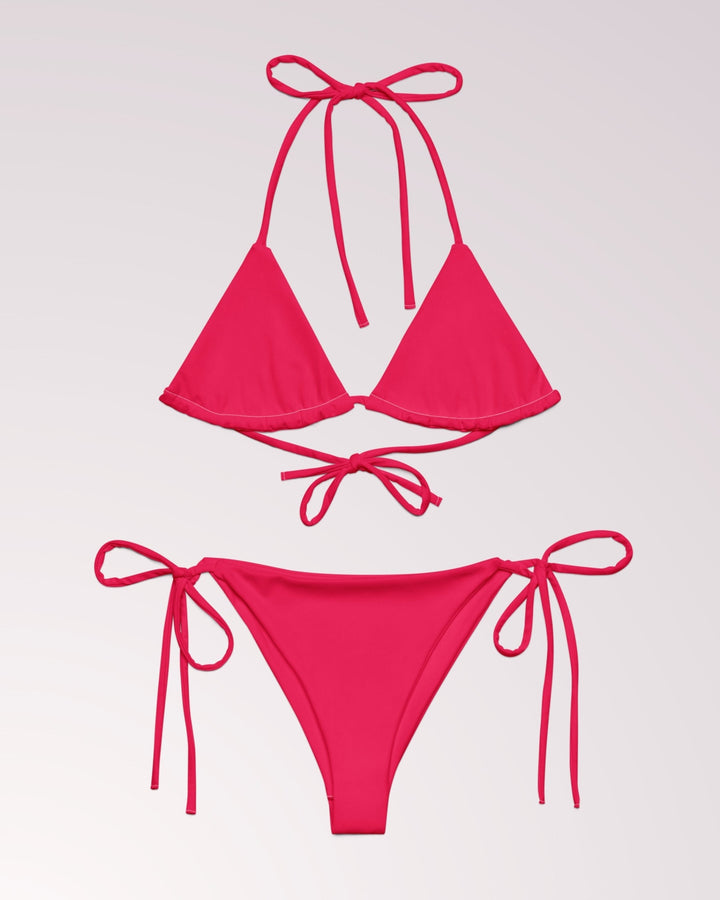 Red Classic String Bikini Set Womens Swimwear with Sun Protection For Beach Vacation Pool Party