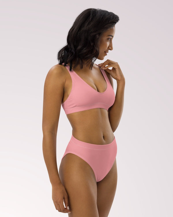 Pink Coral High-waist Bikini Set