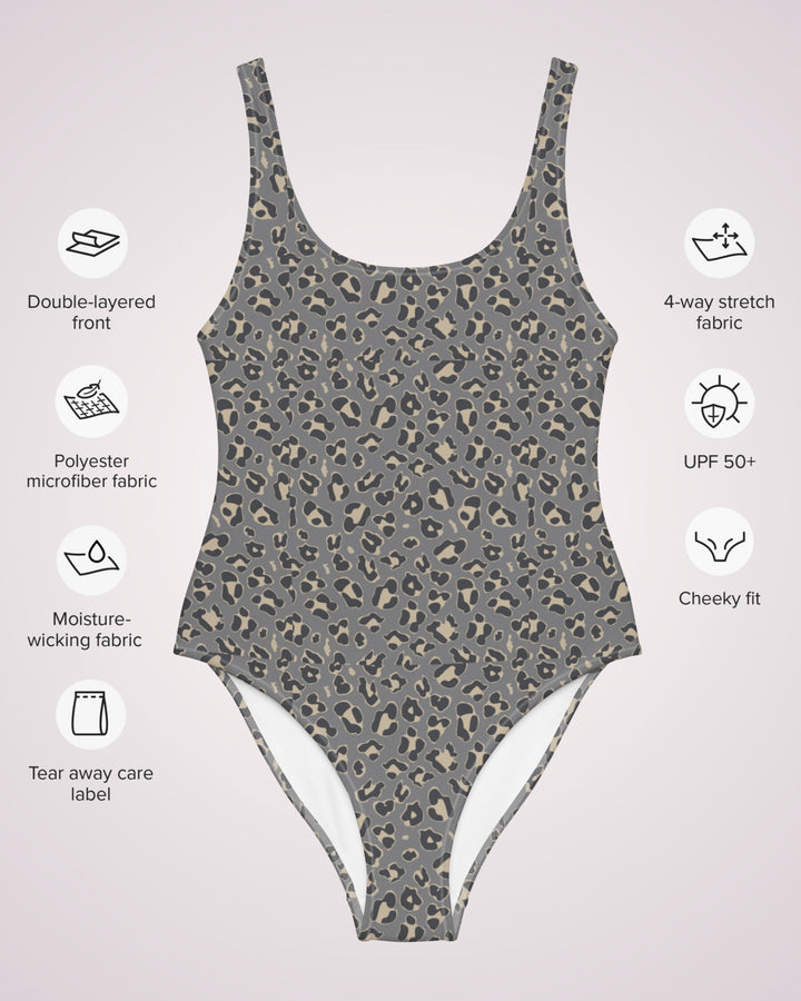 ONE PIECE SWIMSUIT - Animal Print Leopard Womens Bathing Suit with Sun Protection Ladies Swim Wear For Beach Vacation Pool Party Swimming