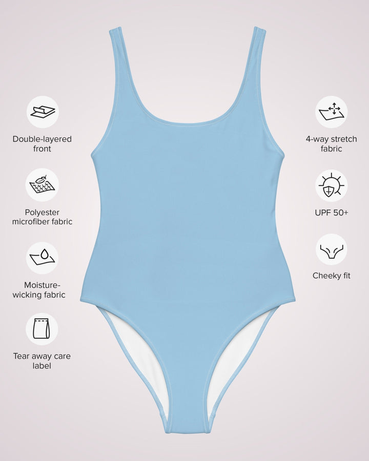 ONE PIECE SWIMSUIT - Baby Blue Light Blue Womens Bathing Suit with Sun Protection Ladies Swim Wear For Beach Vacation Pool Party Swimming