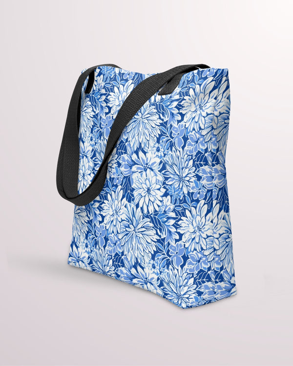 Tropical Floral Print, Blue Flowers