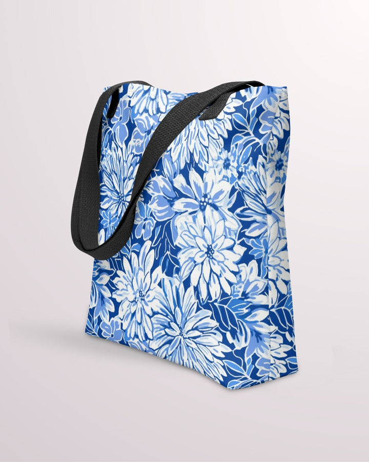 Tropical Floral Print, Blue Flowers