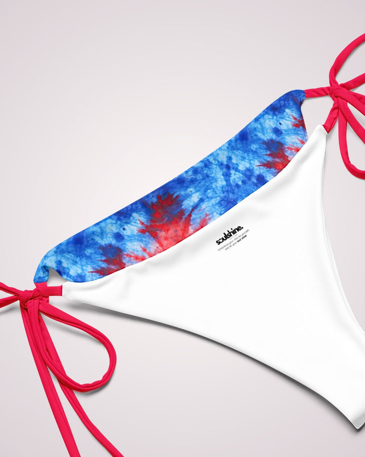 PATRIOTIC BIKINI - 4th of July Red White & Blue Tie Dye String Bikini Set Womens Swimwear with Sun Protection For Beach Vacation Pool Party