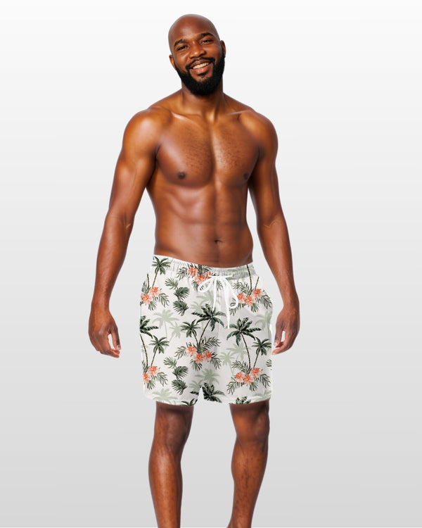 Mens Swim Trunks Tropical Palm Trees Print Swimsuit Summer Swimwear Shorts Boy Bathing Suit for Summer Beach Pool Vacation Boat Cruise