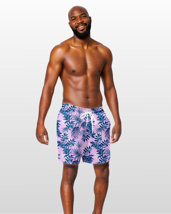 Mens Swim Trunks Tropical Floral Print Swimsuit Summer Swimwear Shorts Boy Bathing Suit for Summer Beach Pool Vacation Boat Cruise